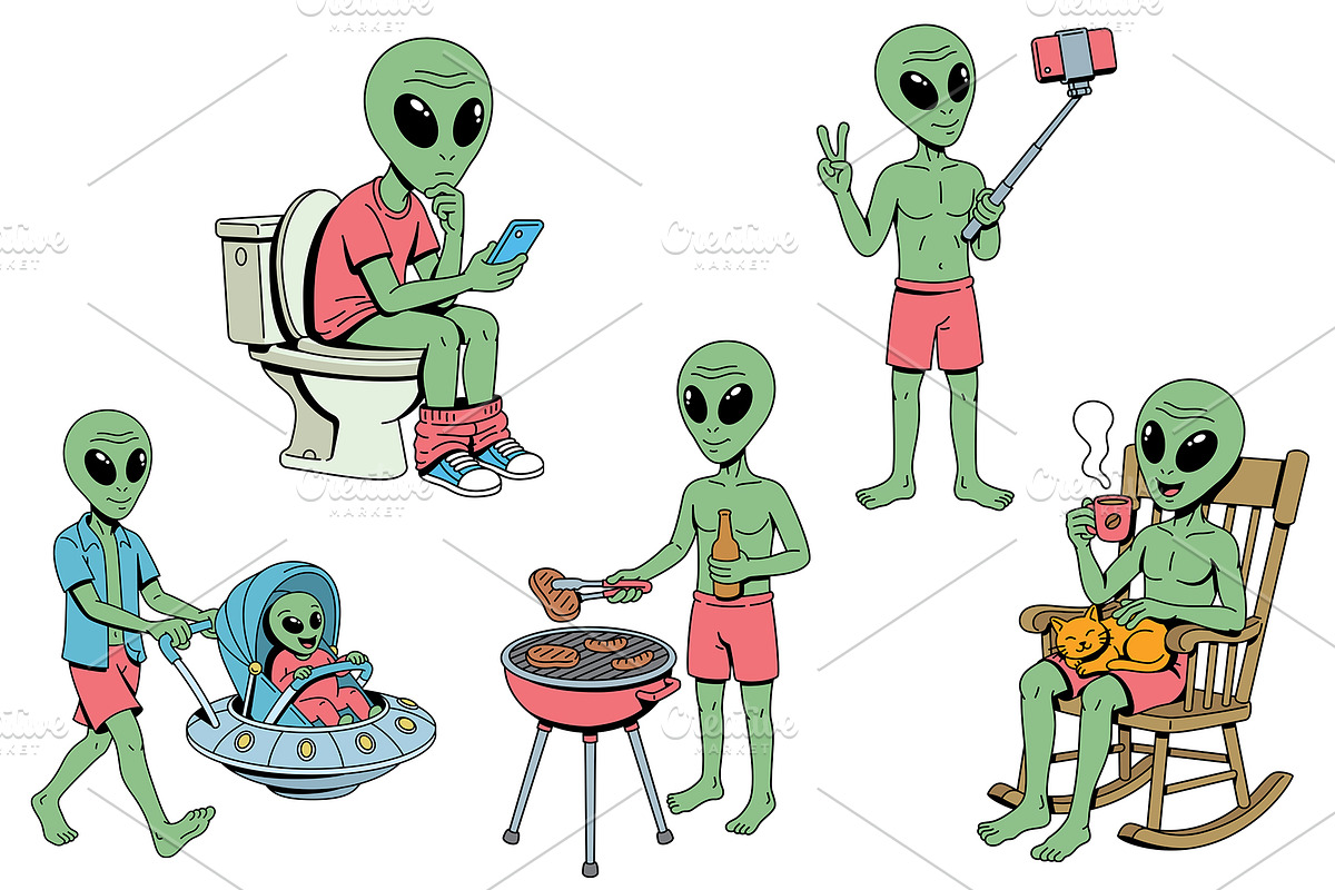 Alien life on earth 10 illustrations, a Person Illustration by gunaonedesign (Photo 2 of 13)