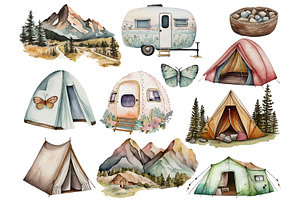 Glamping Camping Clipart Collection