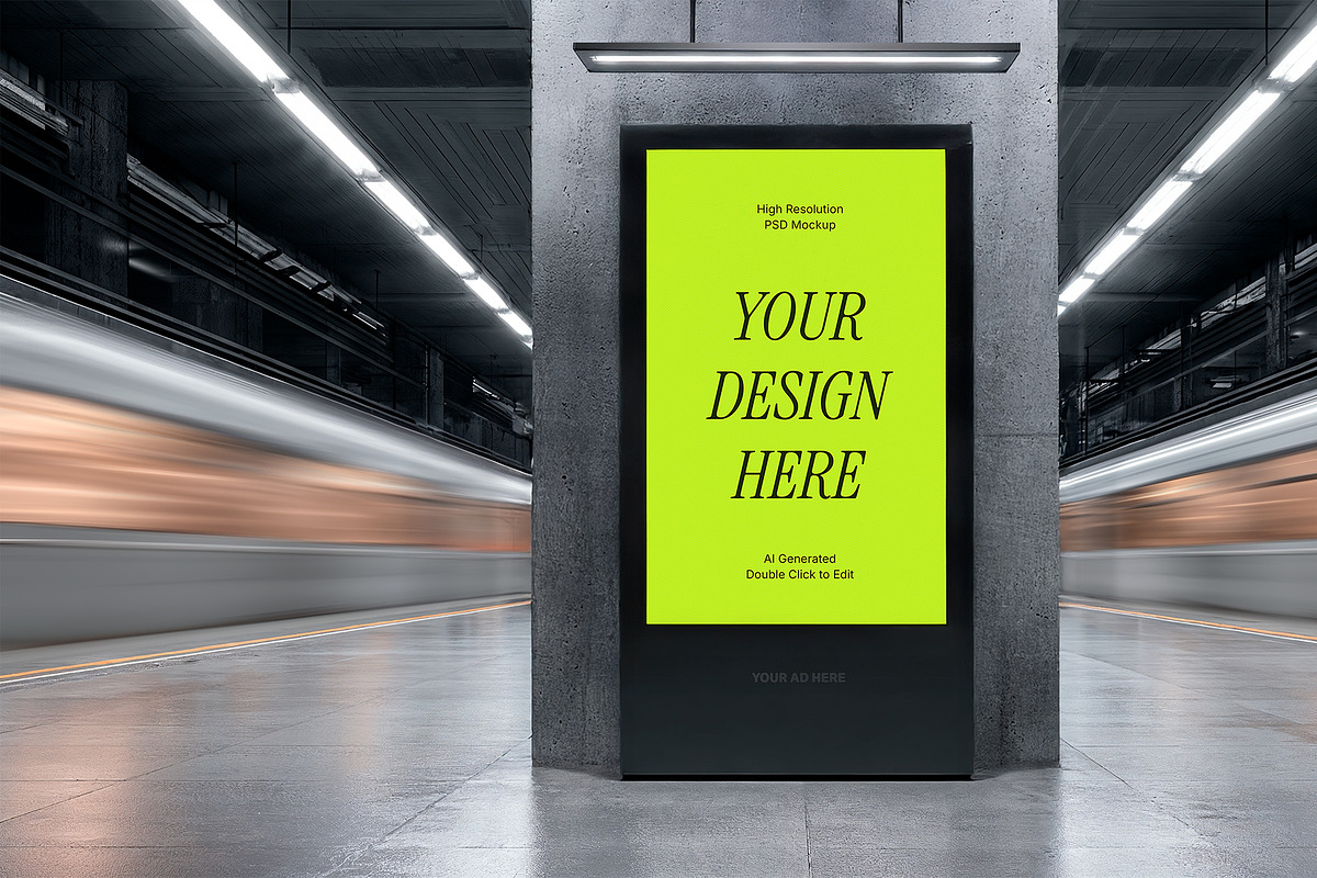 Vertical Billboard Mockup on Subway, a Mockup by rodrigofkaminski (Photo 2 of 4)