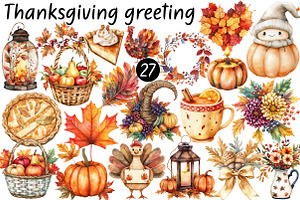 Thanksgiving greeting elements, a Seasonal Illustration by CitraGraphics