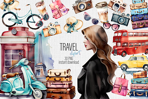Travel cliparts set 30 PNG