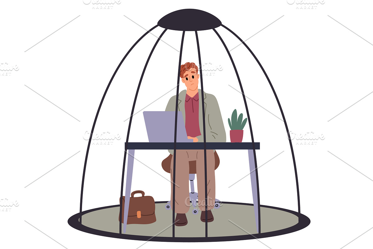 Businessman works tiredly in metal, a Person Illustration by Vectorbuum