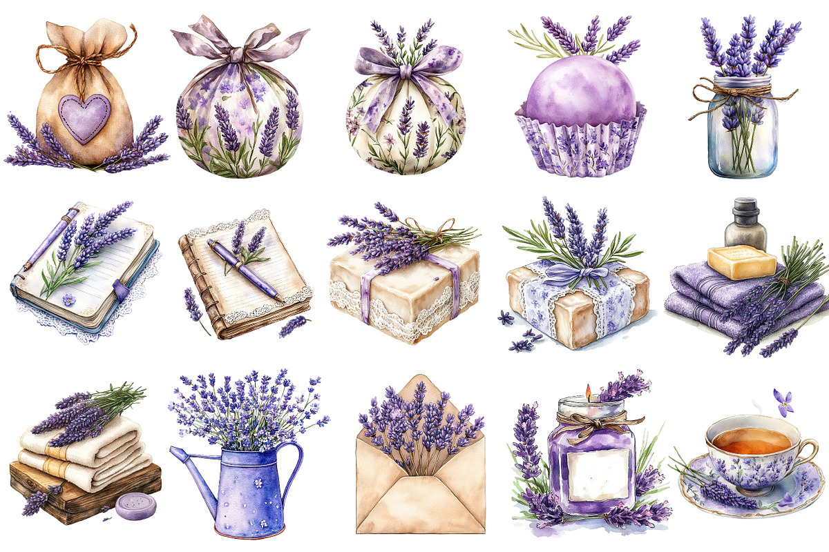 Lavender Mother’s Day Clipart, an Illustration by Watercolor design (Photo 2 of 10)