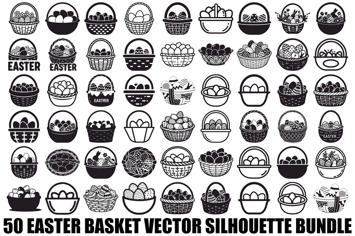 Easter Basket Vector Silhouette Bund, an Illustration by Designs_River (Photo 1 of 51)