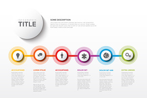 Six circle steps timeline process