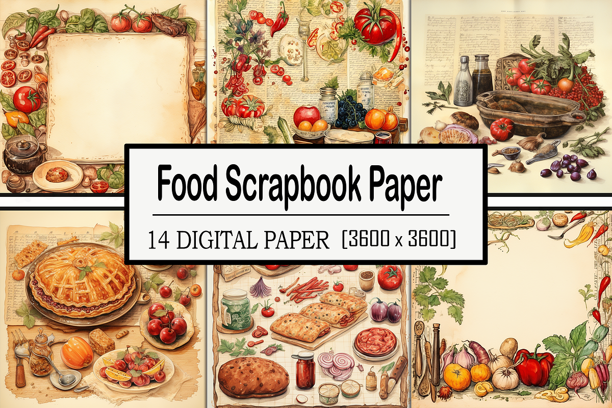 Food Scrapbook Paper, a Pattern Graphic by Printable Treasure (Photo 1 of 5)