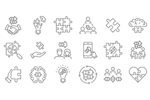 Puzzle Jigsaw Game, Teamwork Icons, an Object Illustration by Gentle Studio