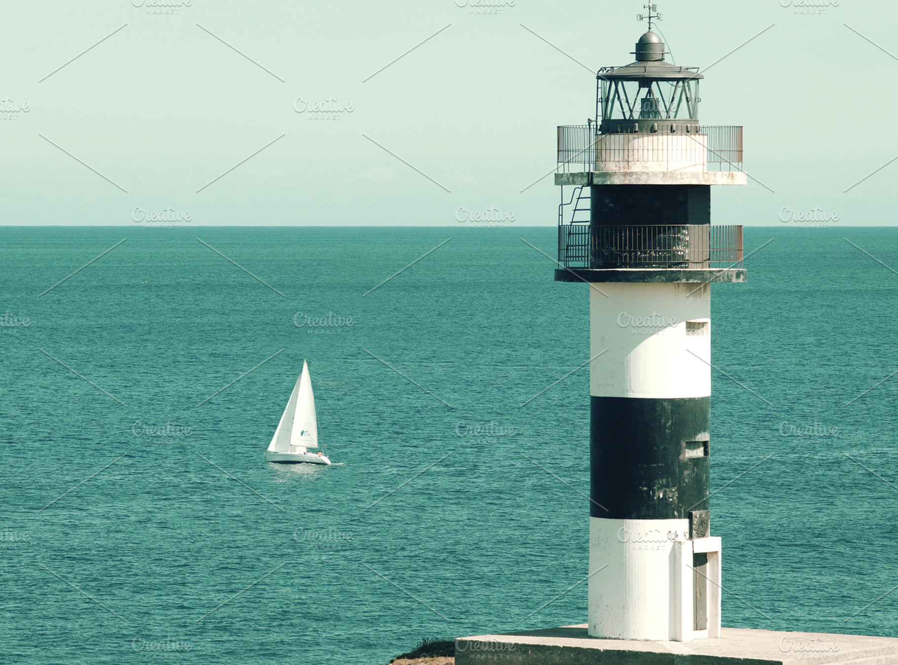 Lighthouse and boat., a Transportation Photo by Cazador de sueños
