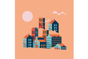 Buildings Minimal City Scape Scene