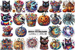 Groovy 70s Halloween Clipart, an Illustration by Pixels.Craft