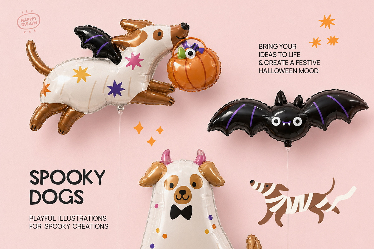 Spooky Dogs Halloween Illustrations, a Seasonal Illustration by happpydesign (Photo 2 of 9)