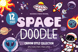 Astronomy Space Doodle Colection, a Technology Illustration by Rasiorise Studio