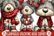 Whimsical Valentine Bear Clipart, an Illustration by Designking (Thumbnail 1 of 5)