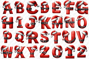 Christmas Santa Alphabet Clipart, a Decorative Illustration by Dizzy Art Studio