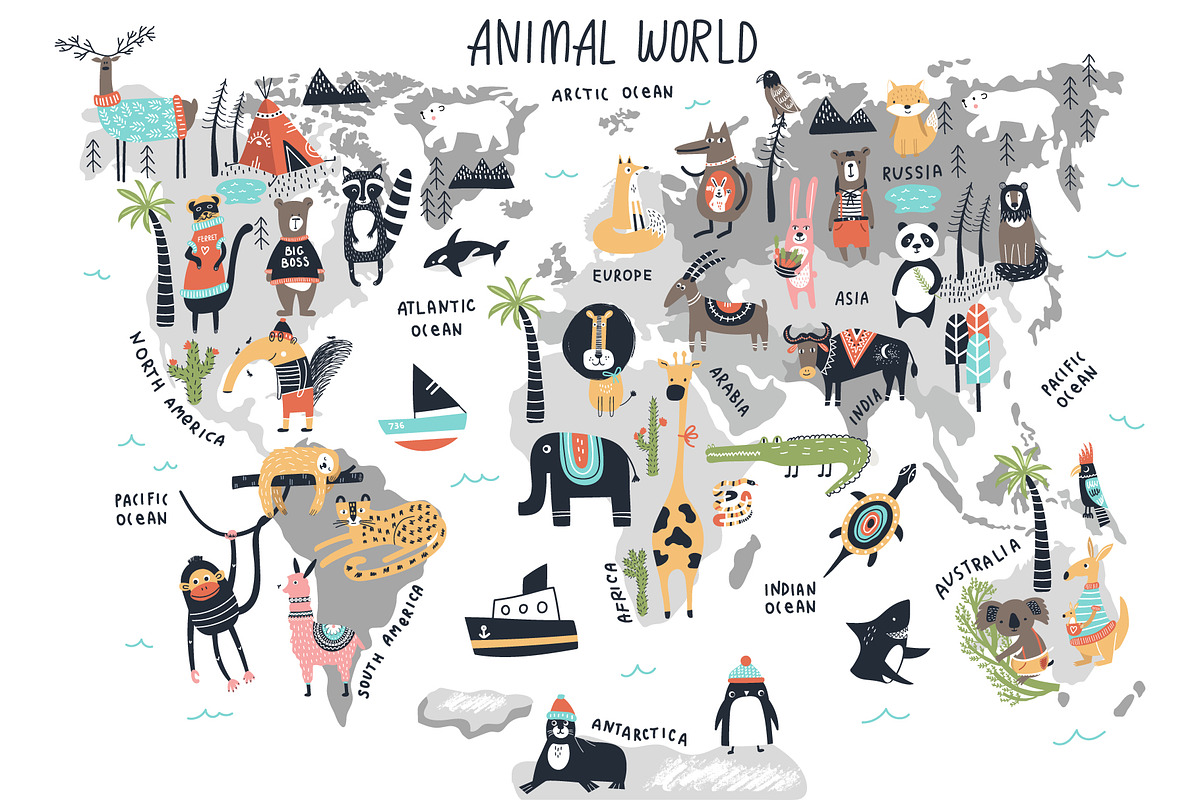 Animal World - Map Creator, an Animal Illustration by Oksana Stepova (Photo 2 of 15)