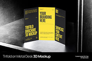 Trifold On Metal Desk 3D Mockup, an Advertising Mockup by graphicook (Thumbnail 1 of 4)
