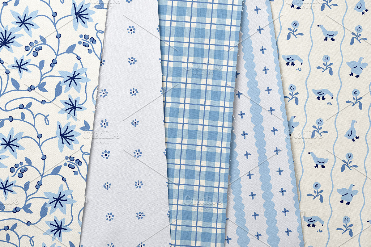 Cobalt Cottagecore.Seamless Patterns, a Pattern Graphic by oxygen_8 (Photo 7 of 10)