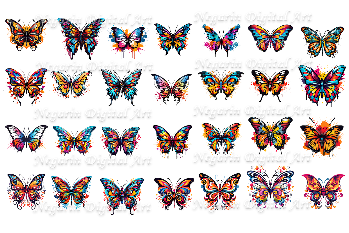 Watercolor Butterfly Logo Art, an Object Graphic by Negarin Digital Art (Photo 3 of 11)