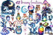 Dreamy Watercolor Creations Clipart, an Illustration by DreamCafeArt (Thumbnail 1 of 6)
