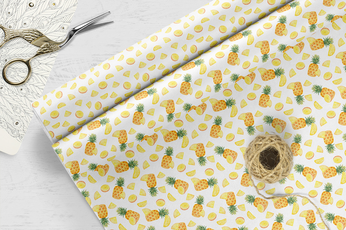 Watercolor Pineapple Patterns Set, a Pattern Graphic by Oksana Dovhopol Art (Photo 10 of 11)