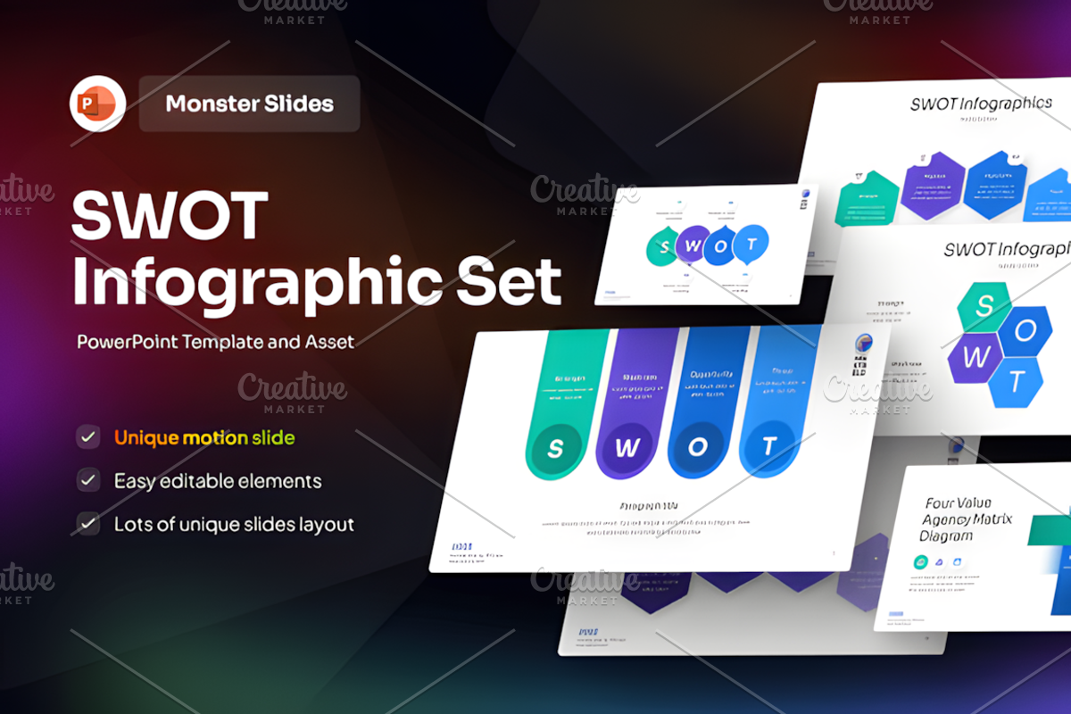 SWOT Infographic PowerPoint Template, a Presentation Template by Ink Gallery (Photo 1 of 3)