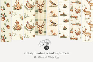 70 vintage hunting seamless pattern, a Pattern Graphic by Poppy Lane Studio