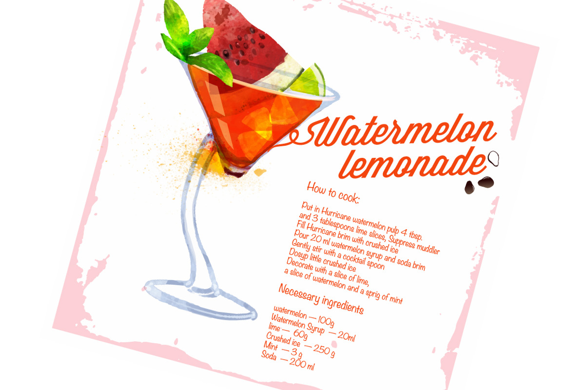 Watercolor set cocktails a cooking, a Food Illustration by Vikpit (Photo 11 of 11)