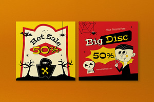 Mid Century Halloween Sale Banner