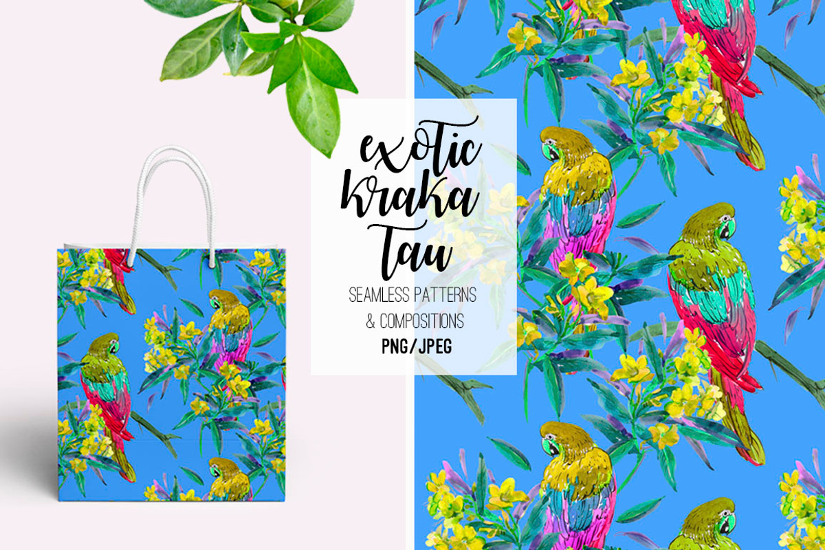 Exotic Krakatau. Watercolor Patterns, a Pattern Graphic by Irina Dolgikh (Photo 7 of 9)