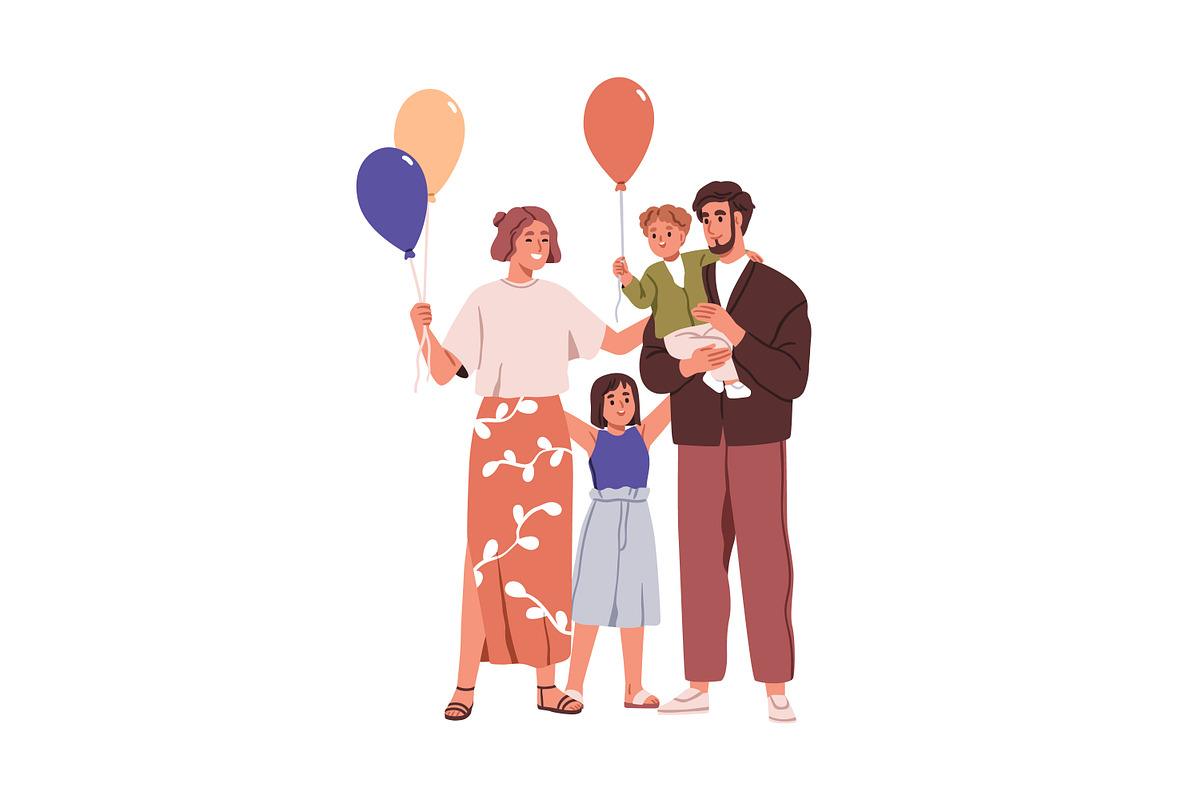 Happy families with balloons set, a Person Illustration by Good Studio (Photo 5 of 6)