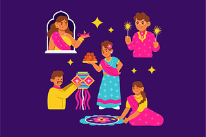 Diwali Activity Asset Illustration, an Object Illustration by graphicook