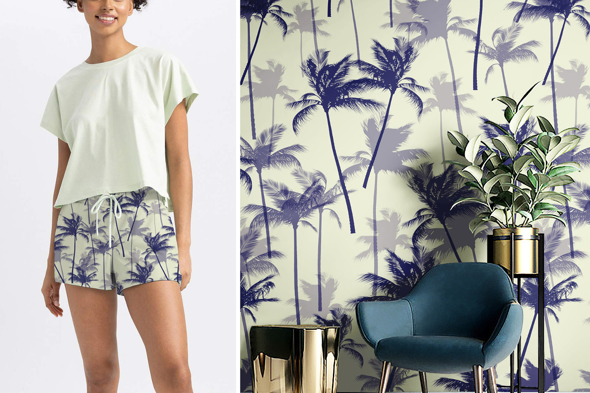 Palm Tree Seamless Pattern, a Wallpaper Graphic by Gullenda (Photo 6 of 6)