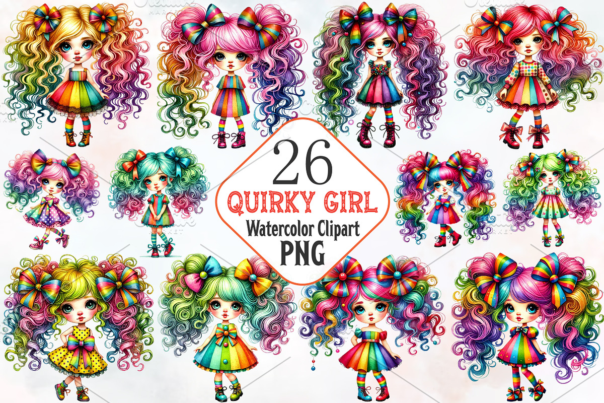 Quirky girl clipart girl png, an Illustration by RobertsArt (Photo 1 of 7)