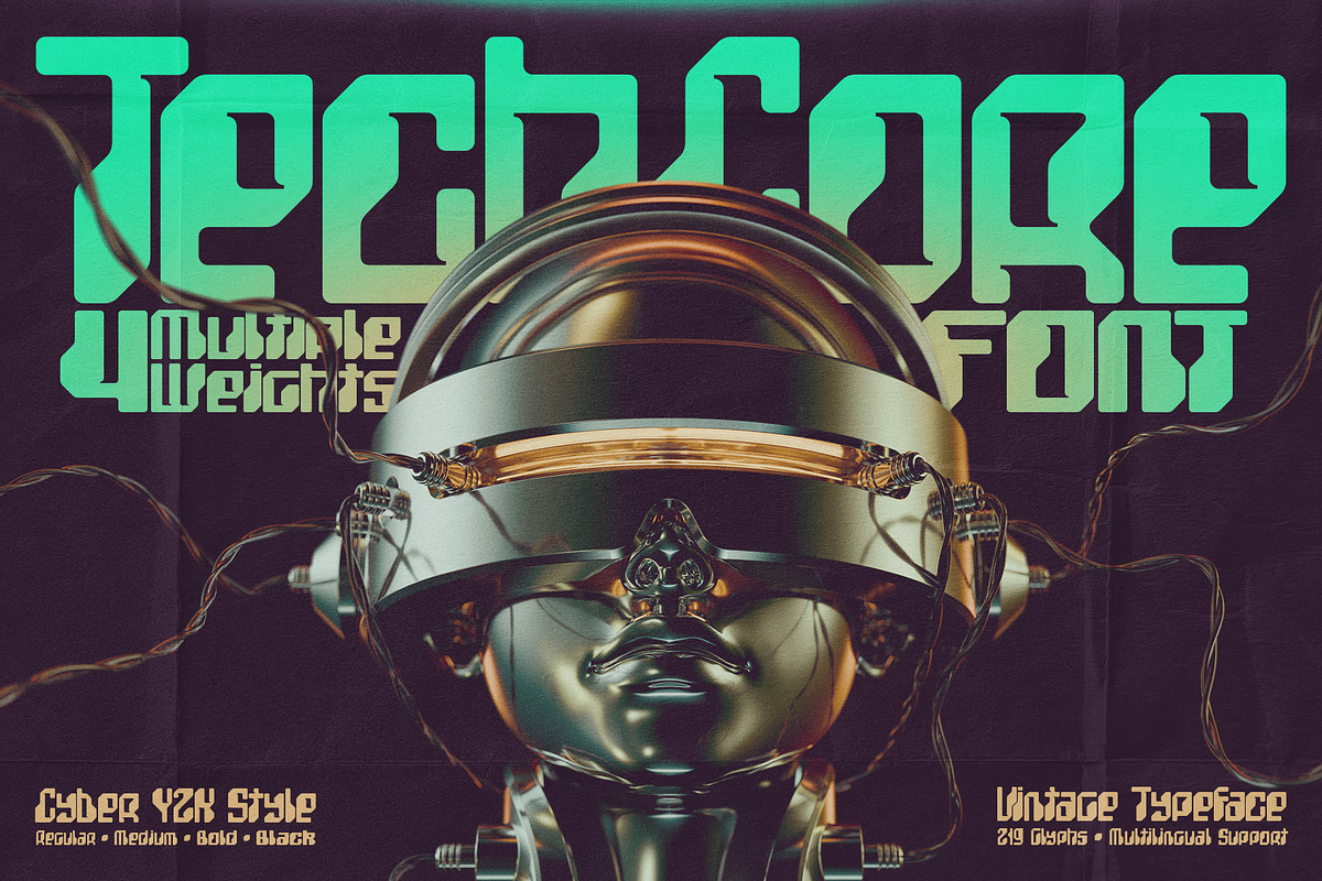 TechCore - Vintage Cyber Font, a Sans Serif Font by Gleb Guralnyk (Photo 1 of 6)