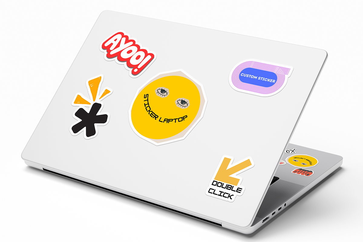 Sticker Mockup on Laptop, a Wearable Device Mockup by DSNA Mockup (Photo 4 of 5)