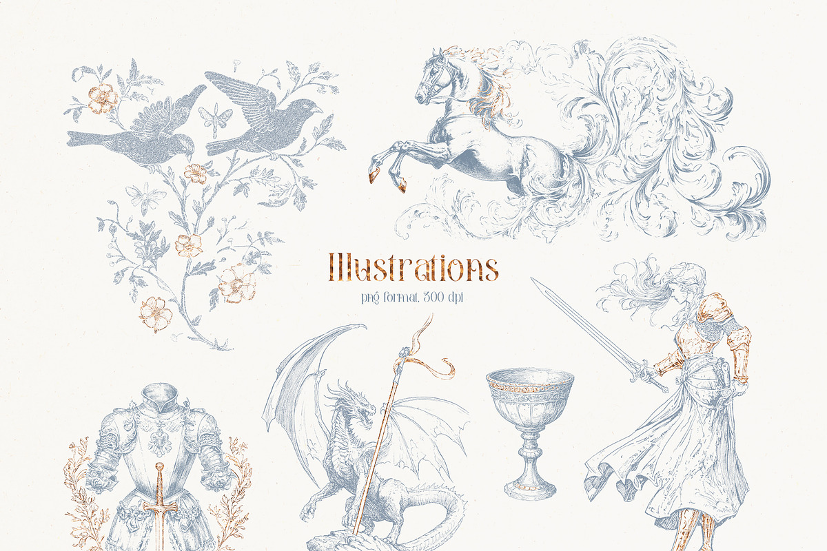 The romantic Middle Ages clipart set, a Decorative Illustration by Pamyatka Shop (Photo 10 of 16)
