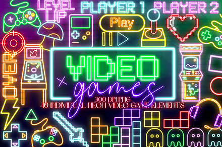 Neon Retro Video Game PNG Clipart, a Technology Illustration by Lenninator Digital