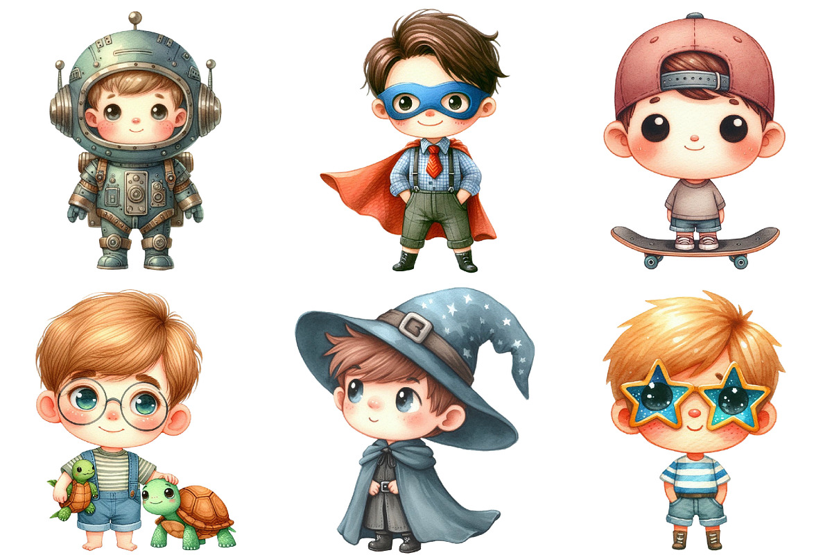 Quirky Little Boys Clipart Bundle, an Illustration by Daily.Designs (Photo 3 of 5)