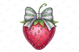 Cute Coquette Bow Strawberry Summer, an Illustration by Designking