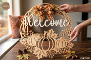 Welcome Fall Door Sign SVG Bundle, a Decorative Illustration by svgocean (Thumbnail 4 of 11)