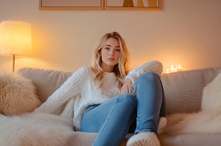 Cozy indoor time with her, a Person Photo by Beautiful things