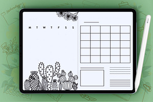 Digital Planner Template Floral Line