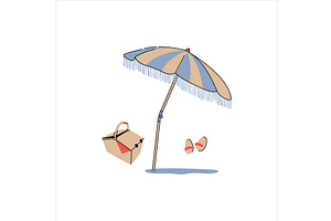 Beach umbrella. Vector illustrations, an Object Illustration by Mila Di Art