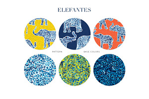 Elefantes, Luxury Indigo Patterns