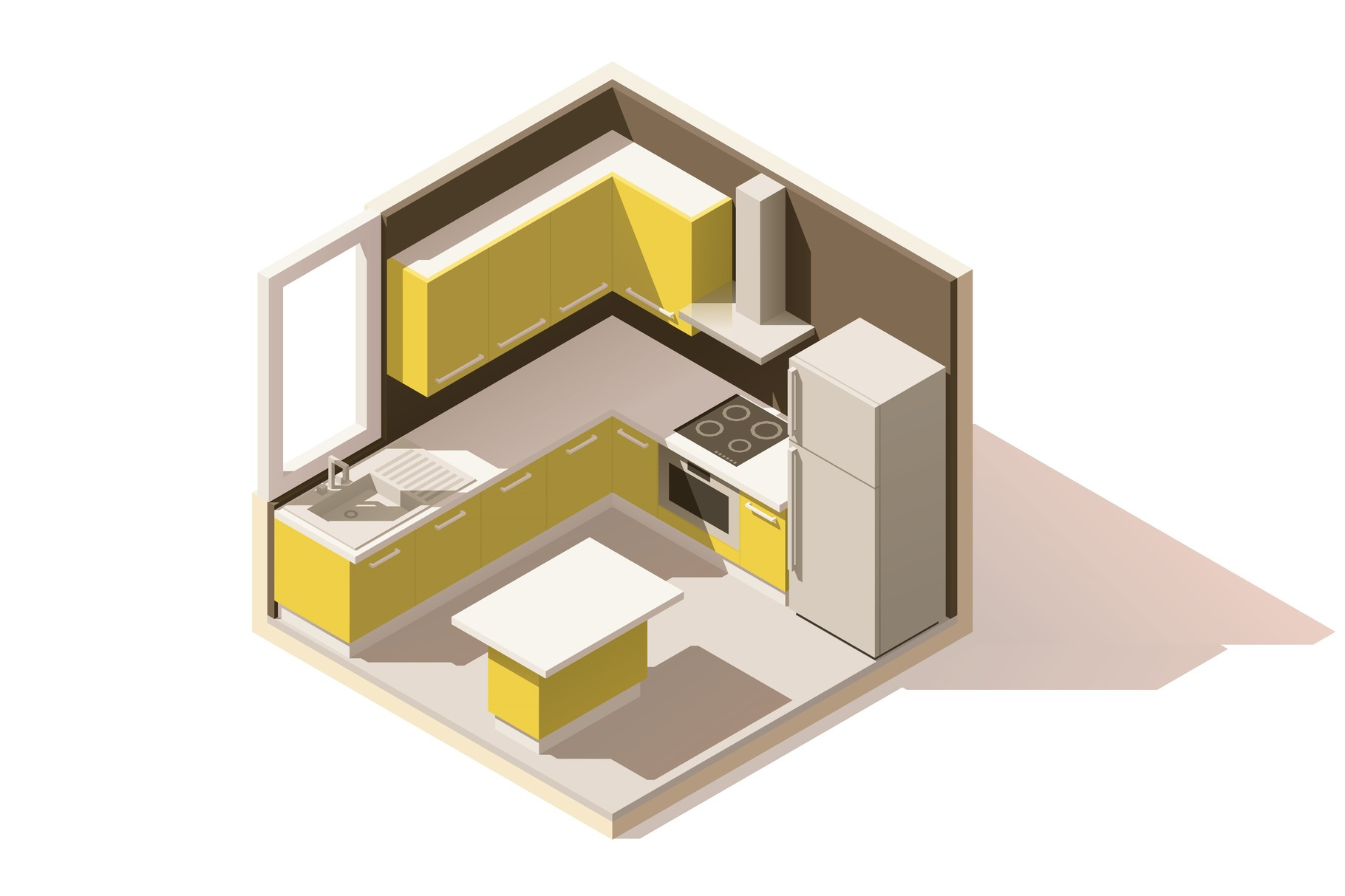 Vector isometric low poly kitchen room icon, an Object Graphic by tele52
