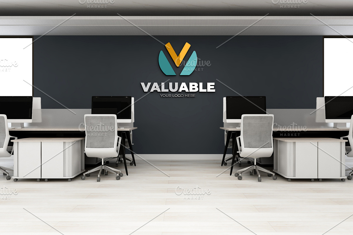 PSD Office Wall Logo Mockup, an Advertising Mockup by Ayy (Photo 22 of 23)