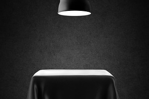 Empty table with lamp and spotlight, a Background Photo by BOOCYS