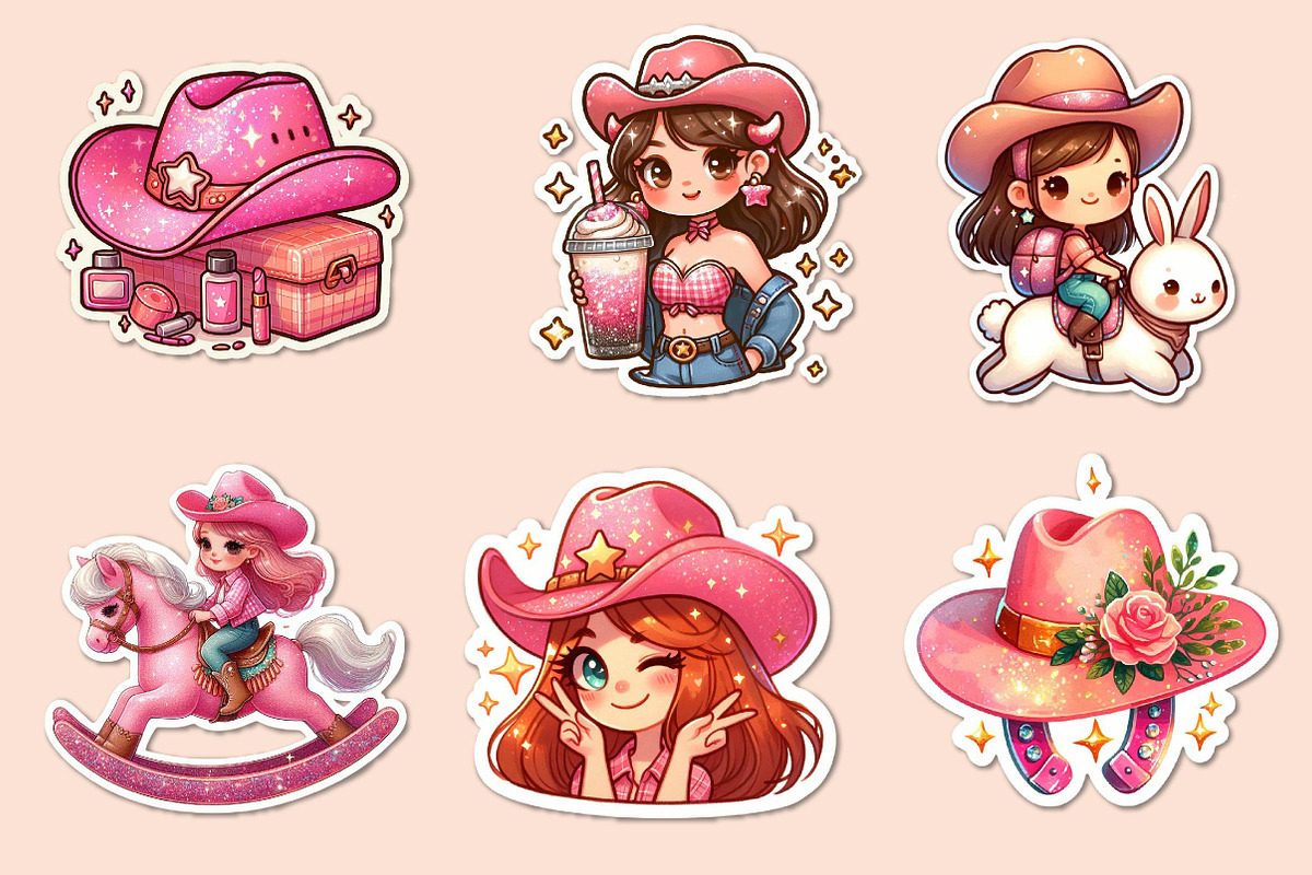 Kawaii Cowgirl Clipart Bundle, an Illustration by Dream Creation (Photo 4 of 5)