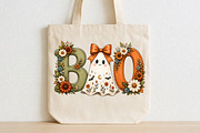 Floral Boo Ghost Halloween PNG, a Seasonal Illustration by CraftArtStudio (Thumbnail 2 of 4)