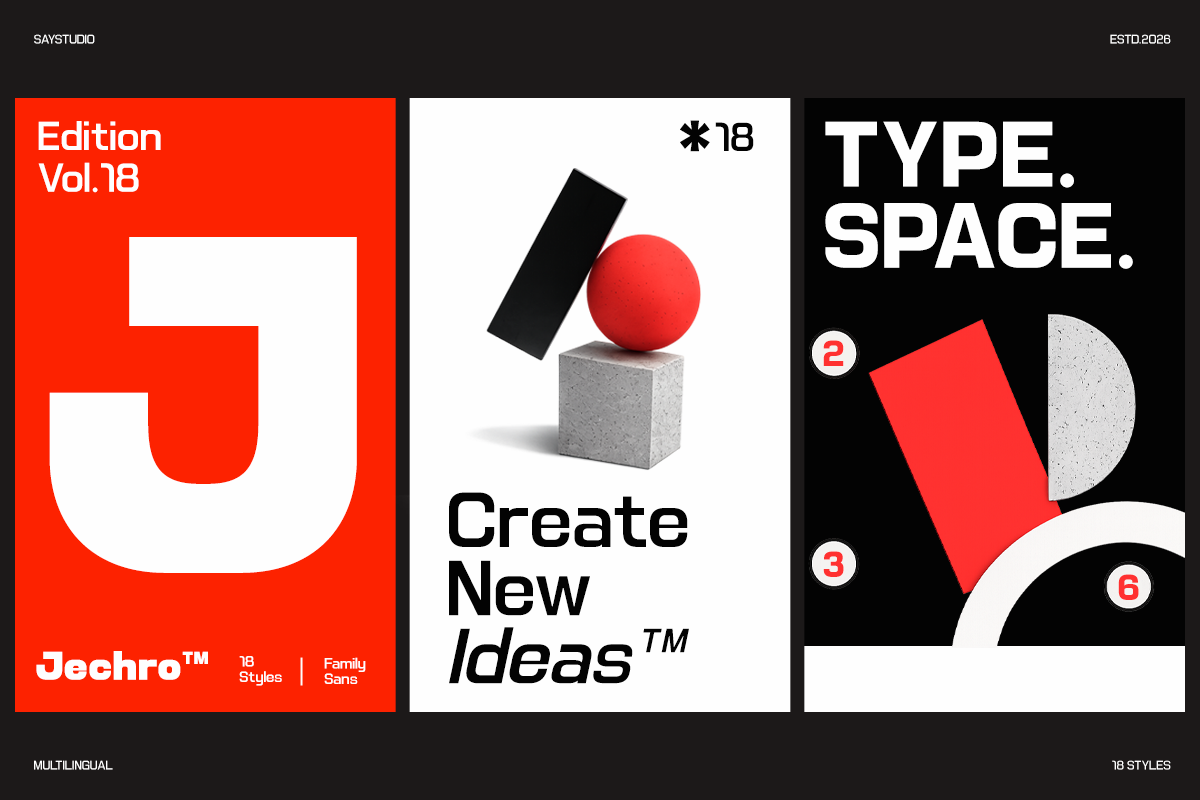 Jechro - Modern Geometric Family, a Sans Serif Font by Say Studio (Photo 2 of 10)